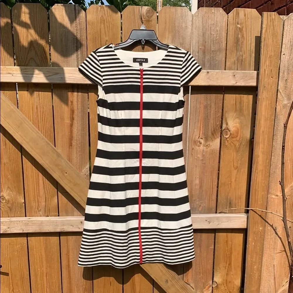 Chetta B Black and White Sheath Mini Dress